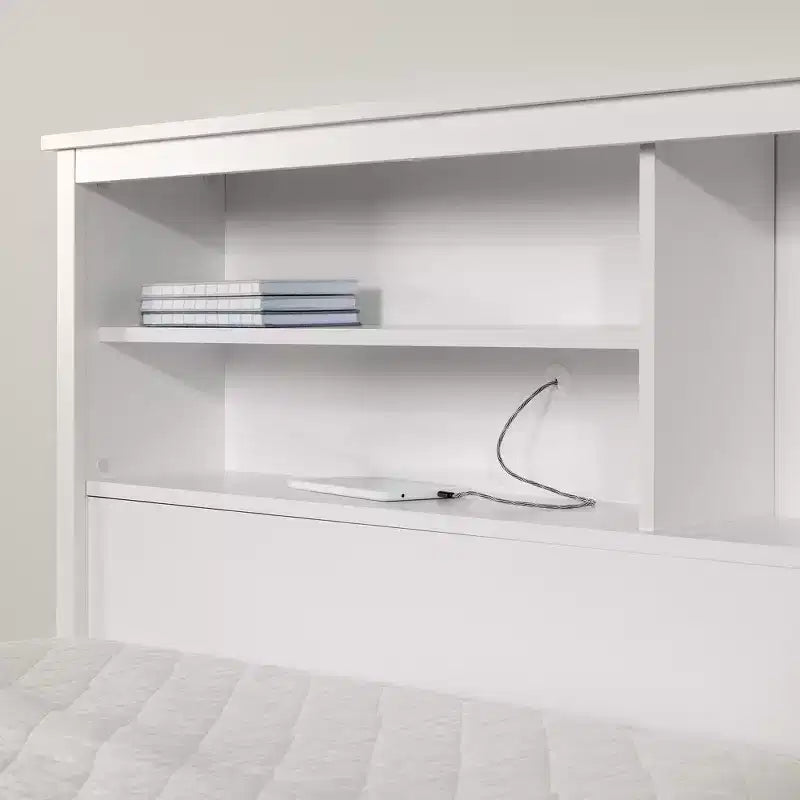 Twin Vito Kids' Bookcase Headboard Pure White - South Shore: Modern Twin Headboard with Shelves, Particle Board