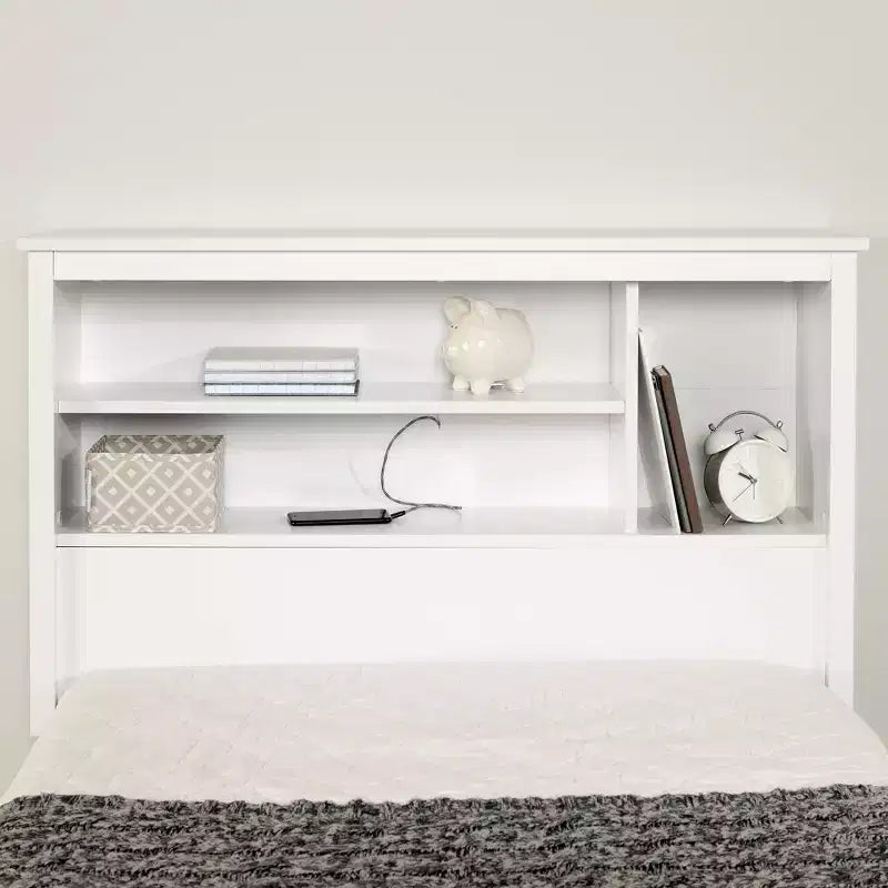 Twin Vito Kids' Bookcase Headboard Pure White - South Shore: Modern Twin Headboard with Shelves, Particle Board