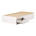 South Shore Twin Fusion Mates Kids' Bed with 3 Drawers Pure White