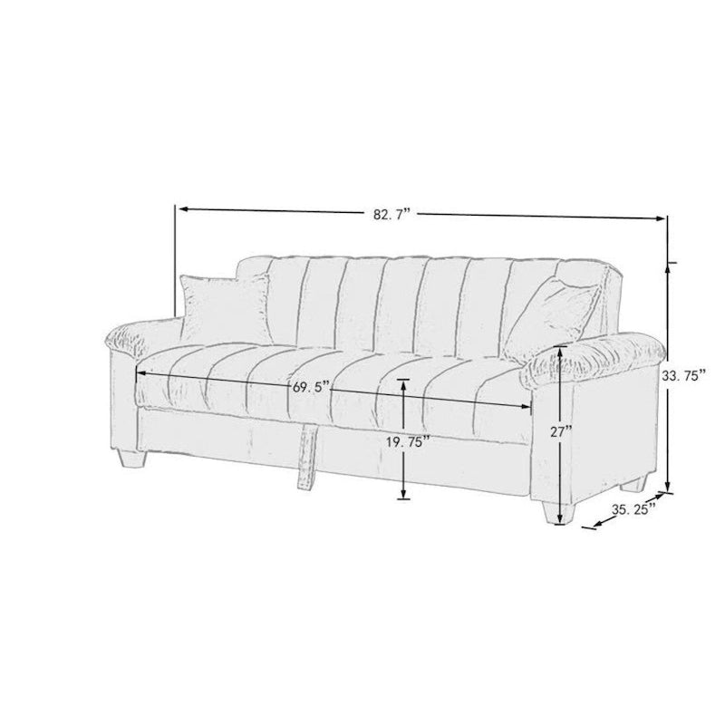 82.7 Velvet Storage Convertible Sofa Sleeper Couch with 2 Pillows