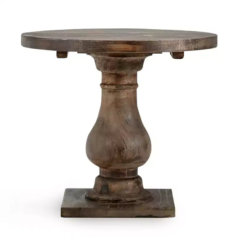 Christopher Knight Home Classic Camila Round Accent Table with Pedestal base, Antique Brown