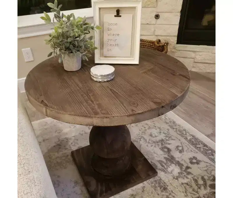 Christopher Knight Home Classic Camila Round Accent Table with Pedestal base, Antique Brown