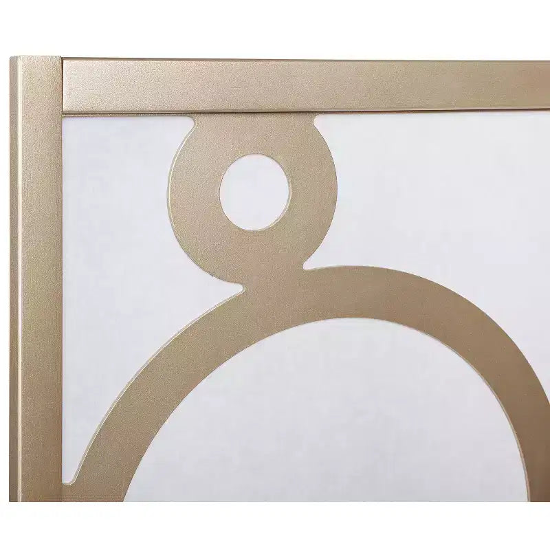 Arvada 4-Panel Wood Room Divider with Circle Pattern, Gold