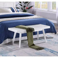 Roundhill Furniture Larwich Solid Wood Slatted Bench, 41.30-Inch Long, White