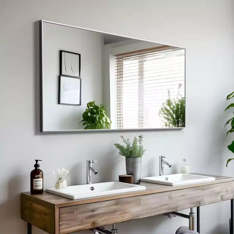 PexFix 47x22 Rectangle Wall Mirror Framed Bathroom Mirror for Living Room