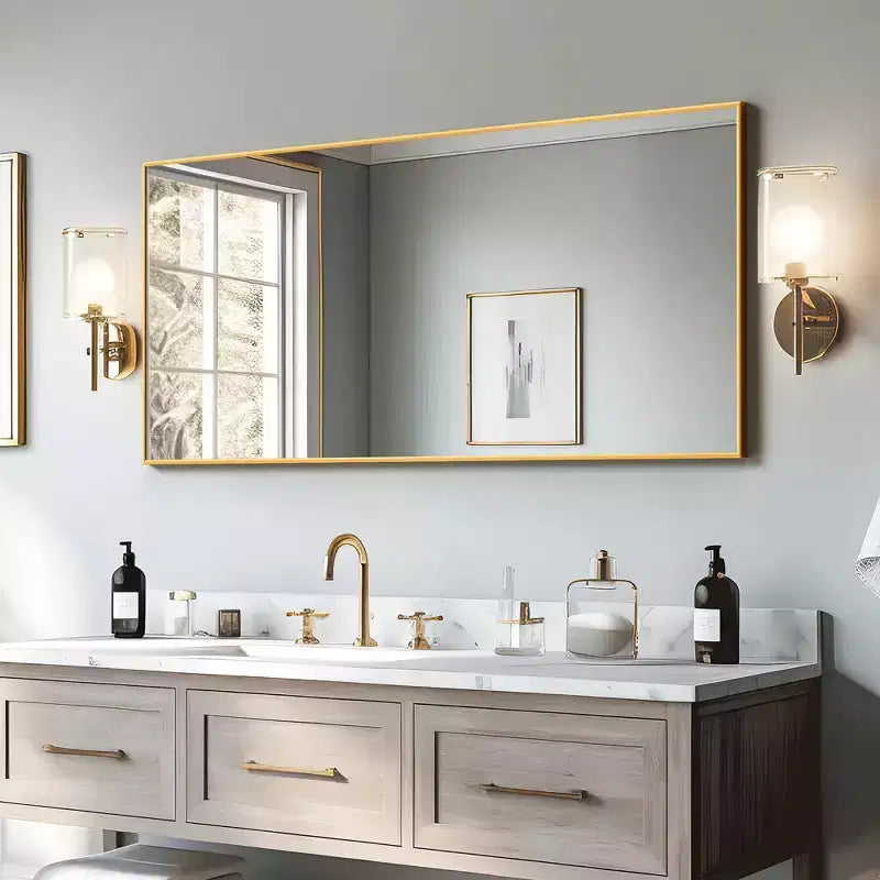 PexFix 47x22 Rectangle Wall Mirror Framed Bathroom Mirror for Living Room