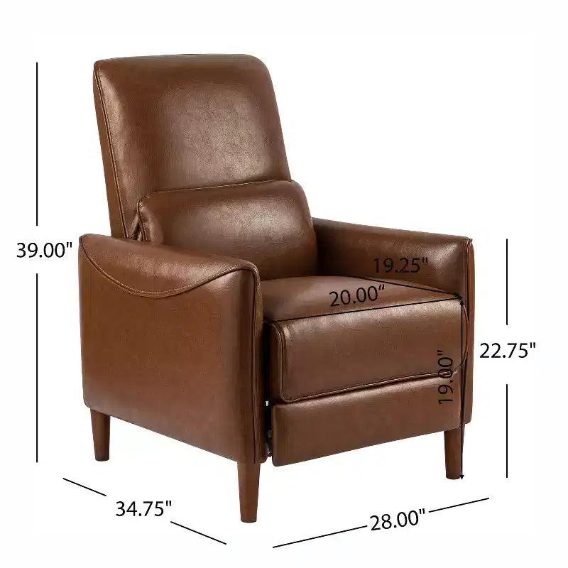 Christopher Knight Home Aiden Upholstered Recliner Chair with Rubberwood Tapered Legs