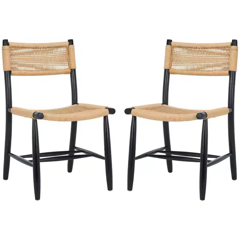 Masha Rope Dining Chair (Set of 2) - DCH8804 - Natural/Black - Safavieh