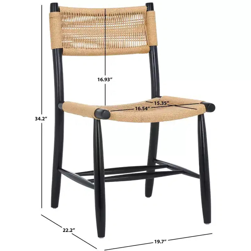 Masha Rope Dining Chair (Set of 2) - DCH8804 - Natural/Black - Safavieh