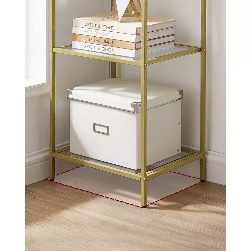 Bookcase, 6-Tier Bookshelf, Slim Shelving Unit for Bedroom, Bathroom, Home Office, Tempered Glass