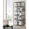 Bookcase, 6-Tier Bookshelf, Slim Shelving Unit for Bedroom, Bathroom, Home Office, Tempered Glass