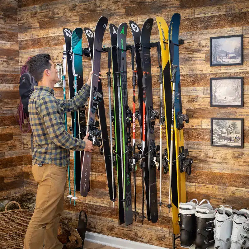 Teal Triangle Premium G-Ski | Adjustable Wall Storage System | Holds 5 Pairs of Skis