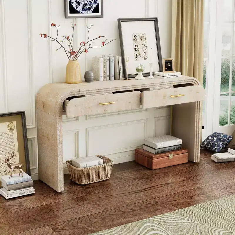 Whisen Retro Style Sideboard, Storage Cabinet, Versatile Cupboard Buffet with Gold Handles and Adjustable Shelves