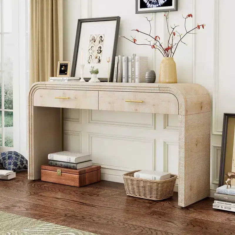 Whisen Retro Style Sideboard, Storage Cabinet, Versatile Cupboard Buffet with Gold Handles and Adjustable Shelves