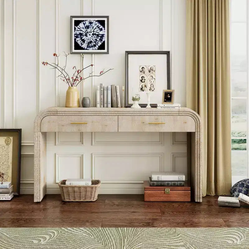 Whisen Retro Style Sideboard, Storage Cabinet, Versatile Cupboard Buffet with Gold Handles and Adjustable Shelves