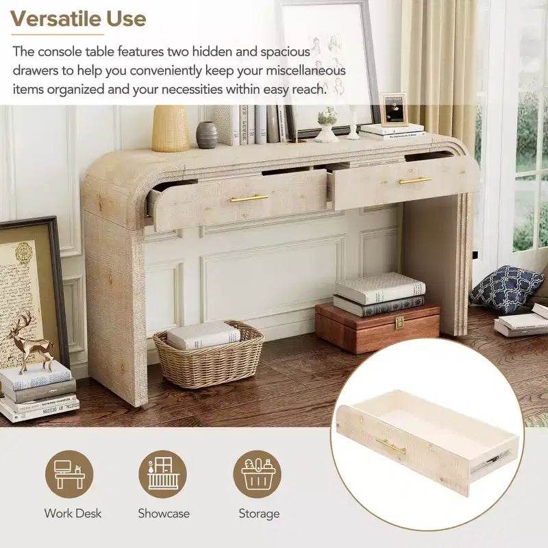 Whisen Retro Style Sideboard, Storage Cabinet, Versatile Cupboard Buffet with Gold Handles and Adjustable Shelves