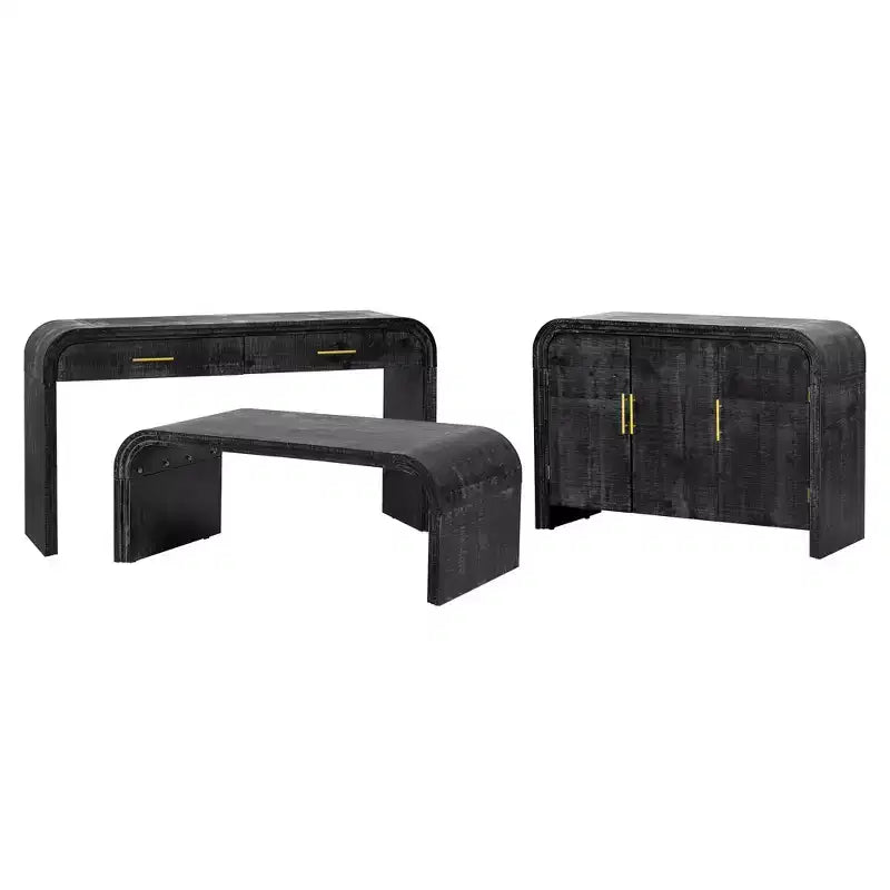 Whisen Retro Style Sideboard, Storage Cabinet, Versatile Cupboard Buffet with Gold Handles and Adjustable Shelves
