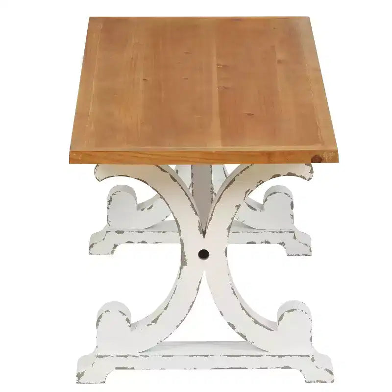 LuxenHome Farmhouse White and Natural Wood 45-Inch Coffee Table