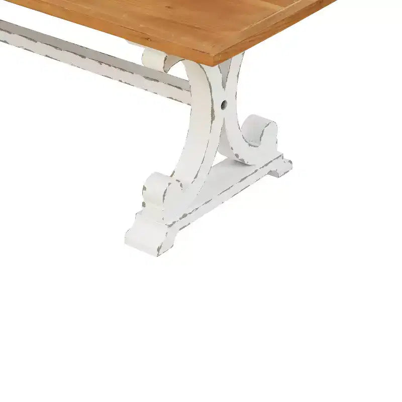 LuxenHome Farmhouse White and Natural Wood 45-Inch Coffee Table
