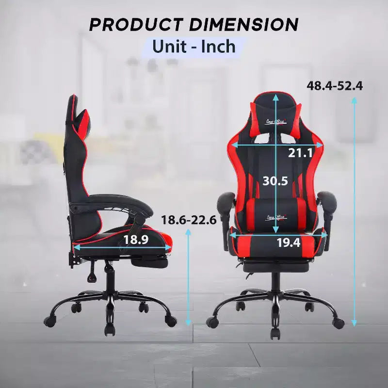 BestMassage Gaming Chair Office Computer Desk Chair Computer Chair with Footrest & Lumbar Support