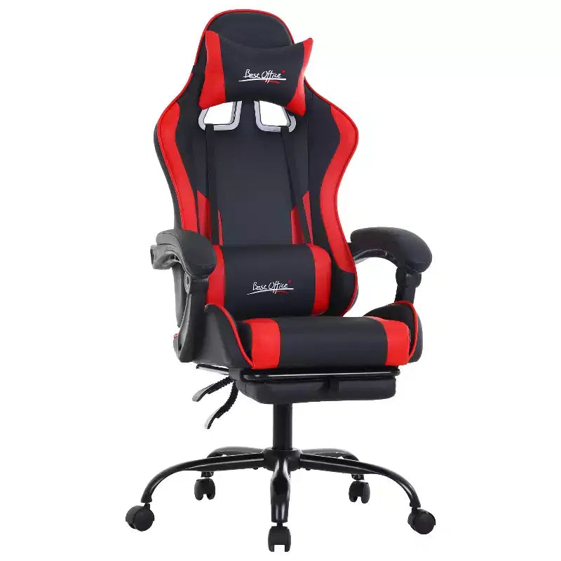 BestMassage Gaming Chair Office Computer Desk Chair Computer Chair with Footrest & Lumbar Support