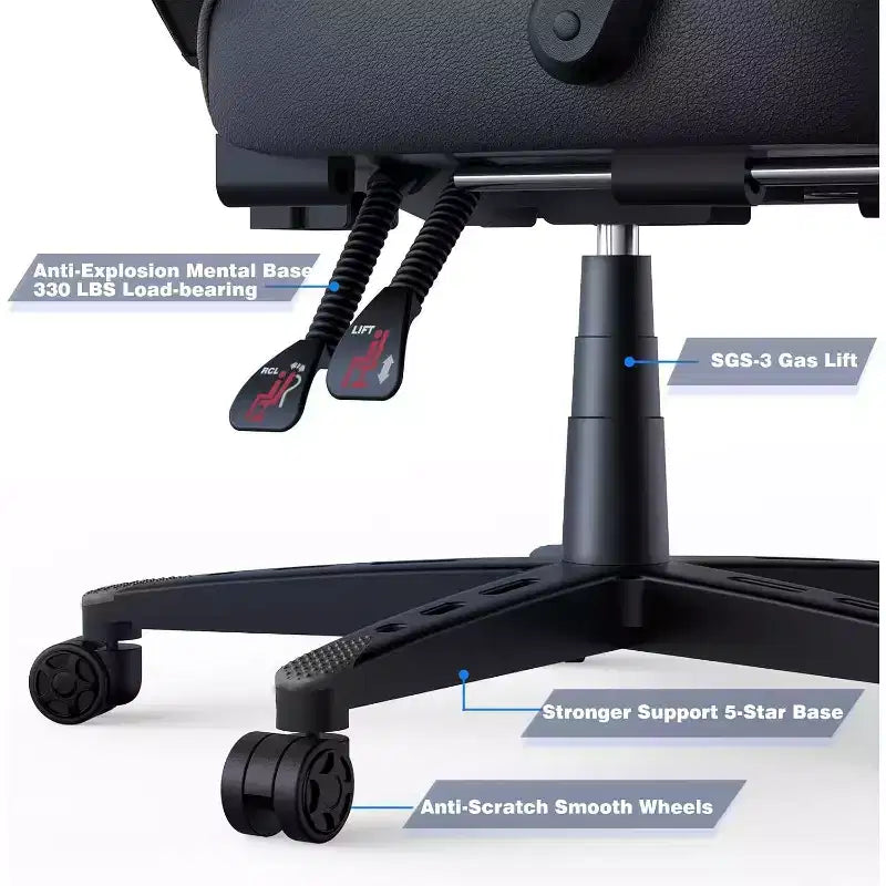 ELECWISH Gaming Chair with Footrest, Lumbar Support, Breathable Computer Chair with Pocket Spring Cushion, Chairs for Adults