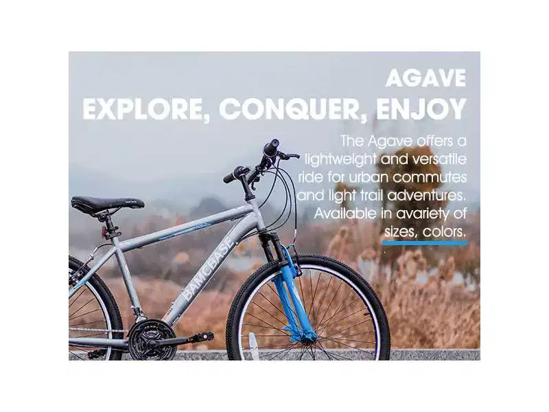 VTT BAMCBASE Agave, VTT Homme Femme 21 Vitesses, Cadre Acier Haute Résistance, Freins V-Brake, Vélo Semi-Rigide pour Adultes