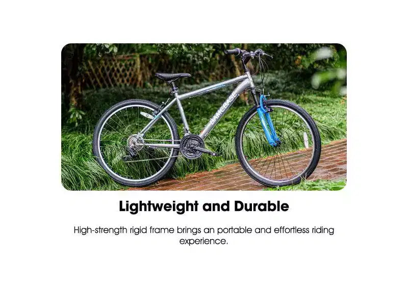 VTT BAMCBASE Agave, VTT Homme Femme 21 Vitesses, Cadre Acier Haute Résistance, Freins V-Brake, Vélo Semi-Rigide pour Adultes