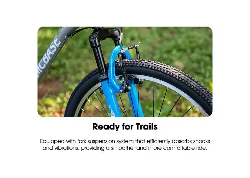 VTT BAMCBASE Agave, VTT Homme Femme 21 Vitesses, Cadre Acier Haute Résistance, Freins V-Brake, Vélo Semi-Rigide pour Adultes