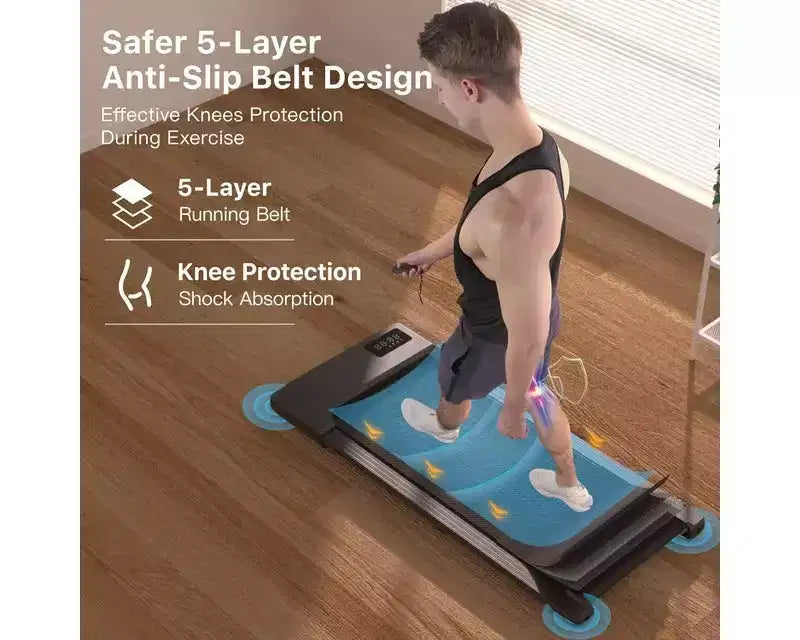 DeerRun Walking Pad 2 in 1 Under Desk Treadmill, 2.5HP Low Noise Walking Pad Running Jogging Machine with Remote Control for Home Office