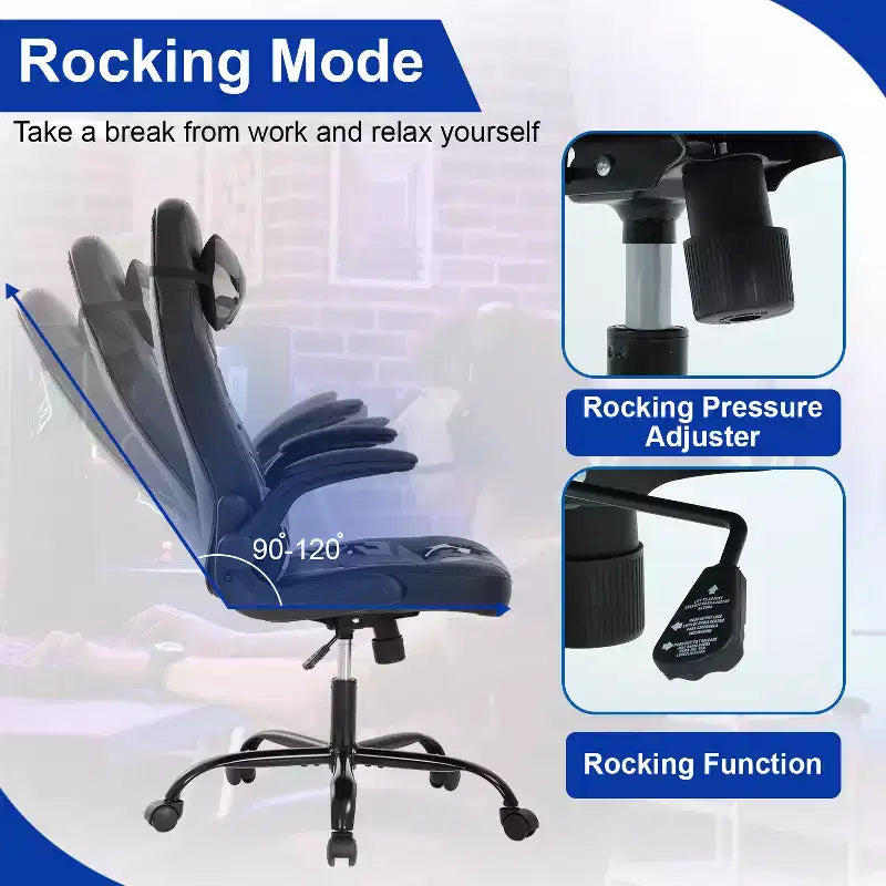 BestMassage Gaming Chair Office Chair Computer Desk Chair with Lumbar Support and Adjustable Headrest and PU Leather Gamer Chair for Adults