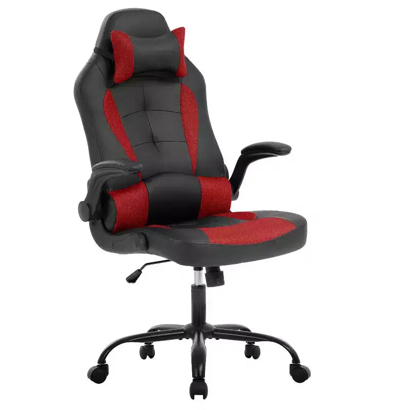 BestMassage Gaming Chair Office Chair Computer Desk Chair with Lumbar Support and Adjustable Headrest and PU Leather Gamer Chair for Adults