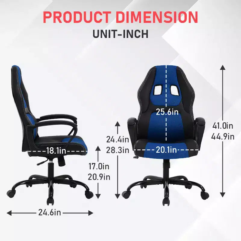 BestMassage Gaming Chair Office Chair with Lumbar Support Adjustable Height PU Leather Executive Chair for Women Men Adults