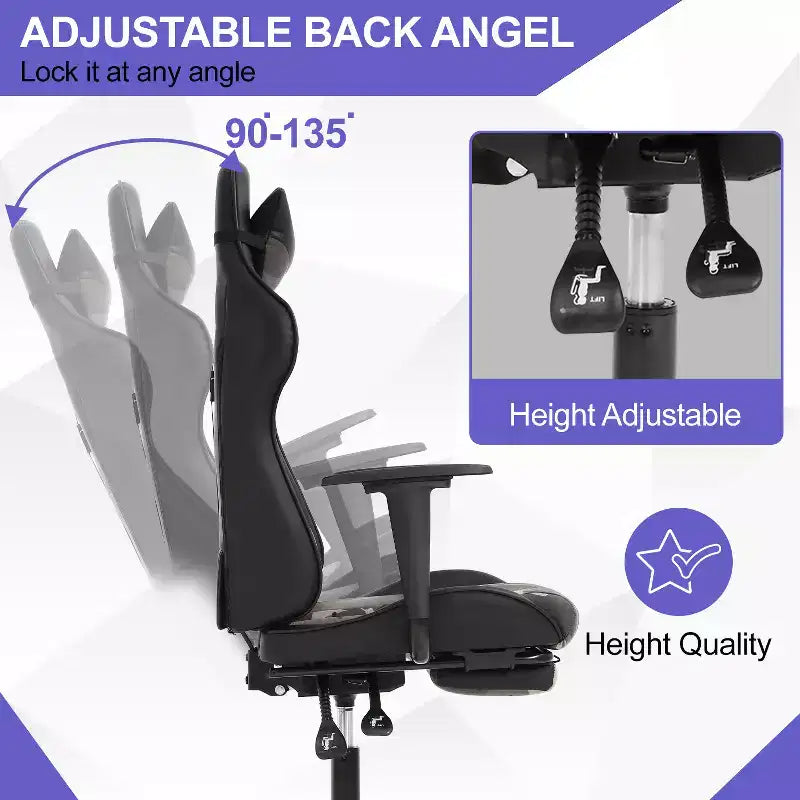 BestMassage Gaming Chair Computer Gamer Chair with Lumbar Support and Footrest Rolling Swivel Design Office Chair for Home Office and Gaming