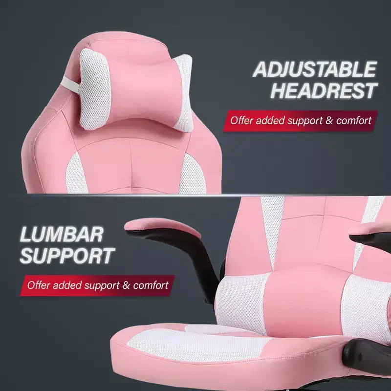 BestMassage Gaming Chair Computer Desk Chair with Lumbar Support Upholstery and Rolling Swivel Chair Base for PC Gaming and Executive Use