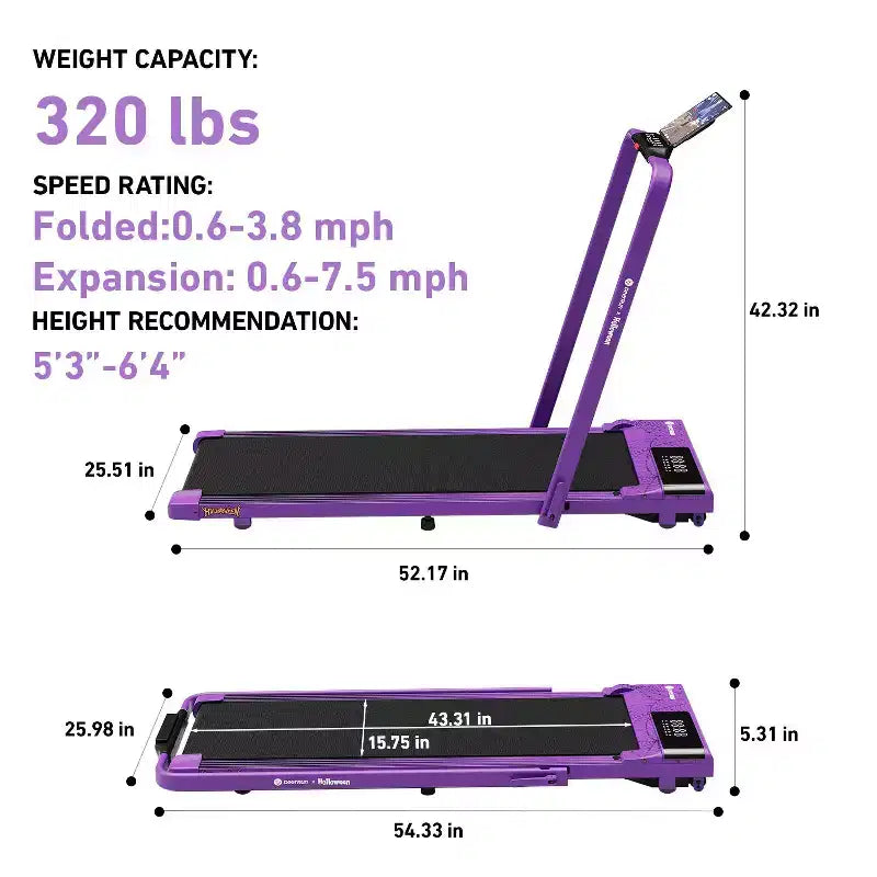 DeerRun A5 Limited Edition Smart Foldable Treadmill Purple Cobweb | The Perfect Gift for Family Health
