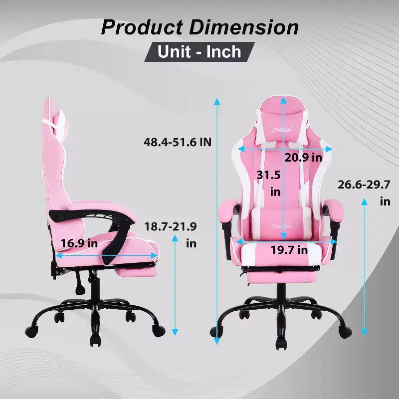 FDW Gaming Chair Racing Desk Chair with Footrest Lumbar Support Headrest Armrest Task Rolling Swivel Adjustable PC Gamer Chair