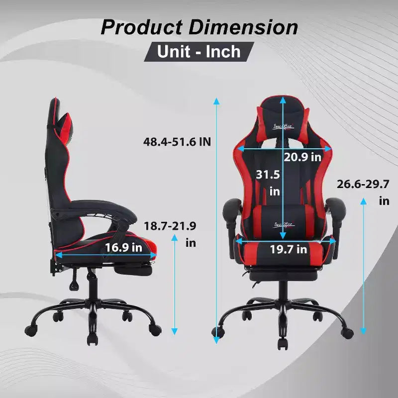 FDW Gaming Chair Racing Desk Chair with Footrest Lumbar Support Headrest Armrest Task Rolling Swivel Adjustable PC Gamer Chair