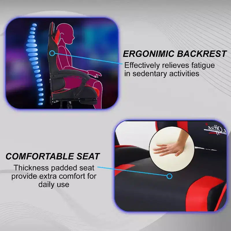 FDW Gaming Chair Racing Desk Chair with Footrest Lumbar Support Headrest Armrest Task Rolling Swivel Adjustable PC Gamer Chair