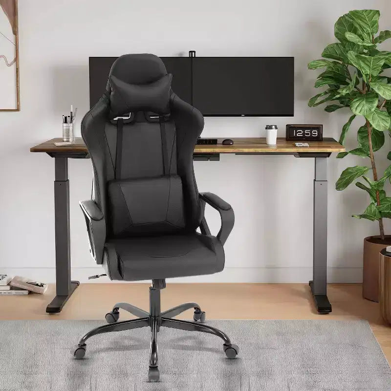 Chaise de bureau de jeu BestMassage Chaise de bureau Chaise d'ordinateur avec accoudoirs Support lombaire pivotant à 360° Chaise de direction pour adultes