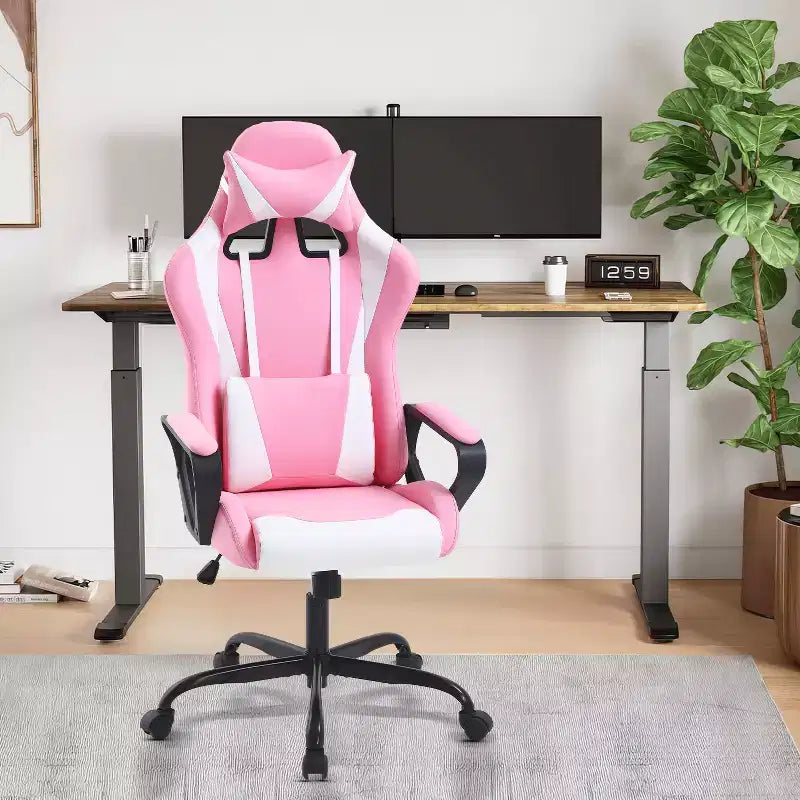 Chaise de bureau de jeu BestMassage Chaise de bureau Chaise d'ordinateur avec accoudoirs Support lombaire pivotant à 360° Chaise de direction pour adultes