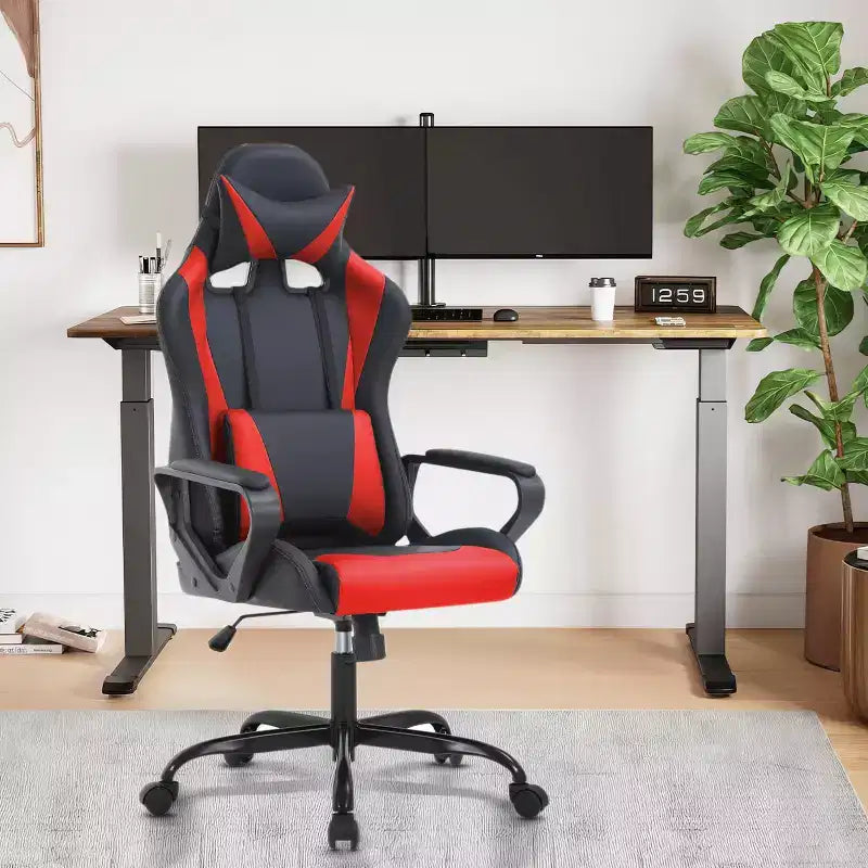 Chaise de bureau de jeu BestMassage Chaise de bureau Chaise d'ordinateur avec accoudoirs Support lombaire pivotant à 360° Chaise de direction pour adultes