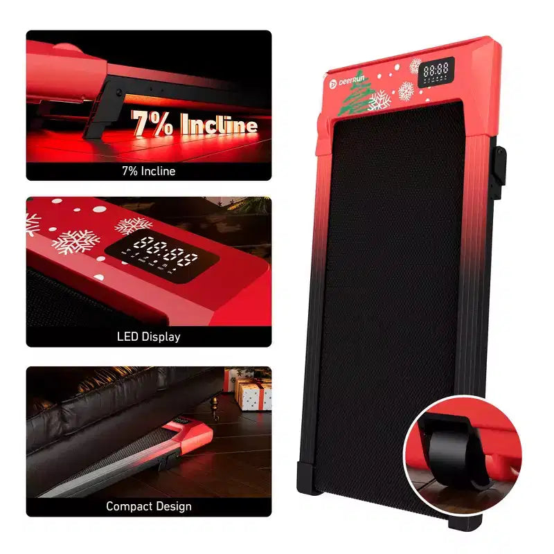 DeerRun Q2 Limited 7% Incline Under-Desk Walking Pad, Compact Under Desk Treadmill for Home & Office