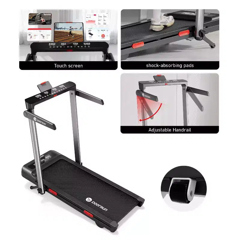 DeerRun Z10 Pro Smart 0.6-3.8 MPH 2 in 1 Foldable Treadmill 12% Auto Incline Walking Pad
