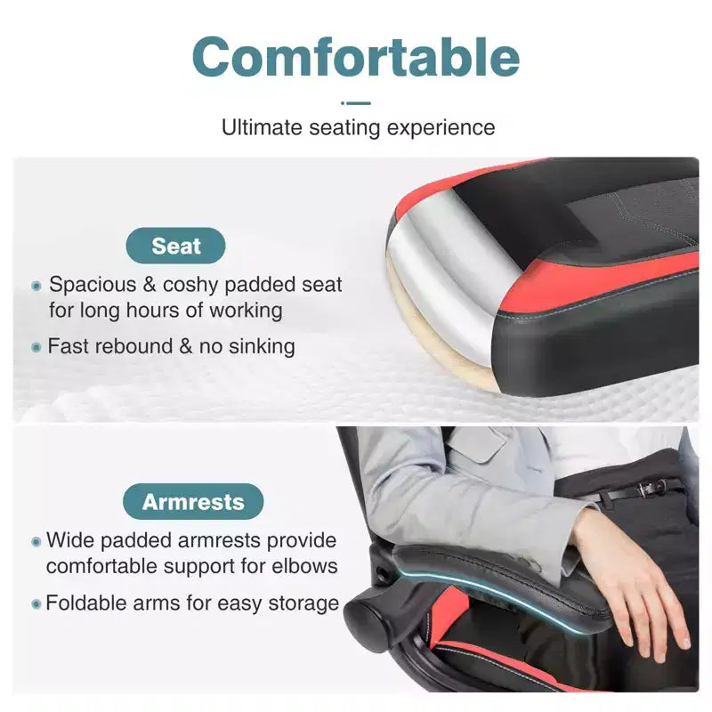 FIRNEWST Next - Level Gaming Comfort: PU Leather Ergonomic Chair with Adjustable Flip - up Armrests