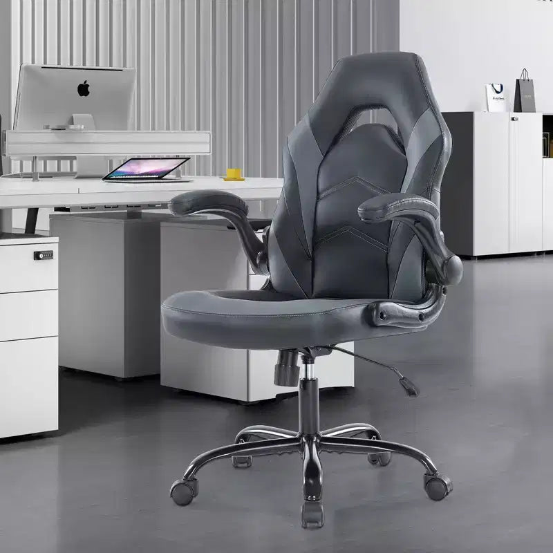 FIRNEWST Next - Level Gaming Comfort: PU Leather Ergonomic Chair with Adjustable Flip - up Armrests