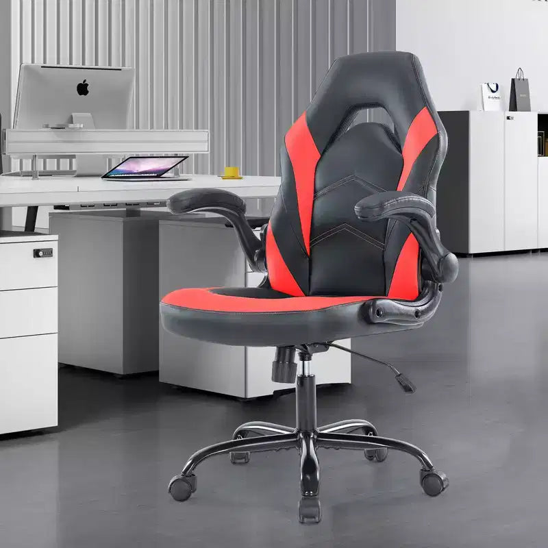 FIRNEWST Next - Level Gaming Comfort: PU Leather Ergonomic Chair with Adjustable Flip - up Armrests