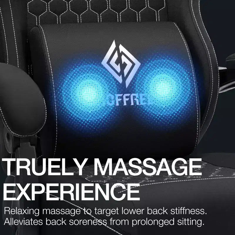 Hoffree Breathable Fabric Massage Gaming Chair Ergonomic Office PC Chair with Footrest & Adjustable