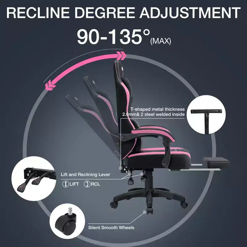 Hoffree Breathable Fabric Massage Gaming Chair Ergonomic Office PC Chair with Footrest & Adjustable