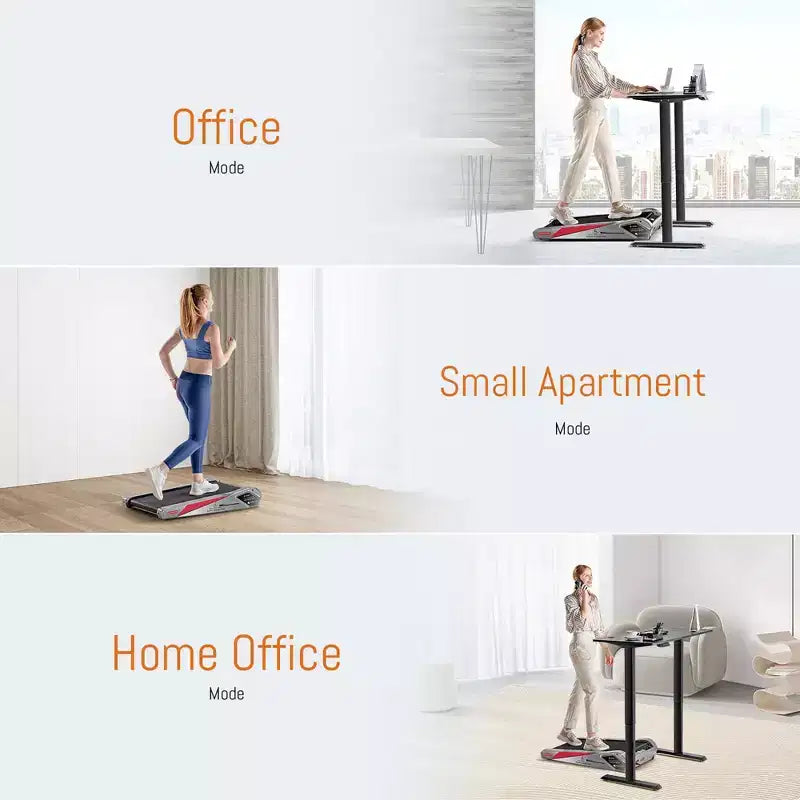 EGOFIT Walker Pro M1 - Gris froid, tapis de course sous le bureau, inclinaison de 5 %, écran LCD